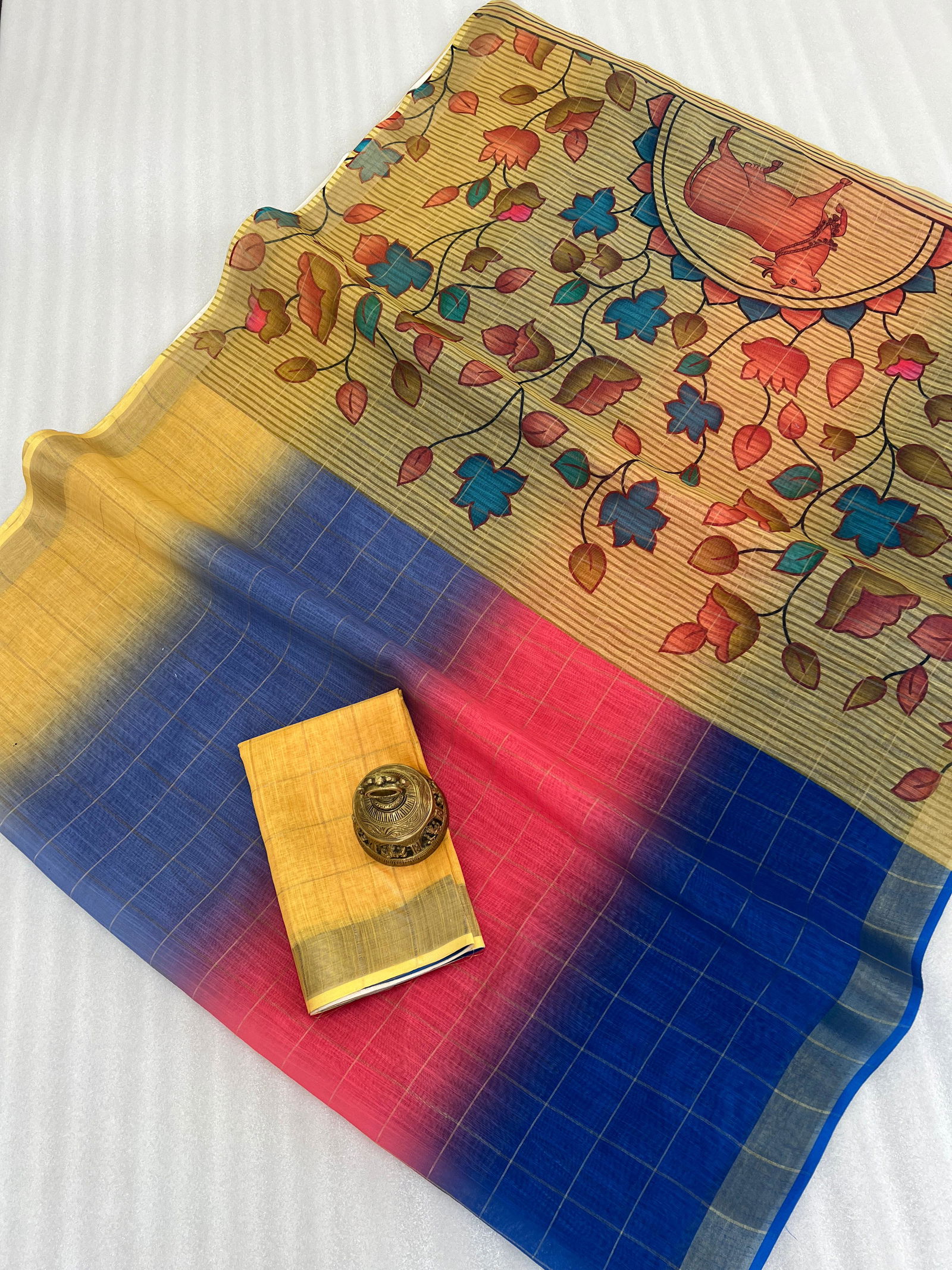 MG 408 Linen With Gold jari Designer Printed Non Catalog Sarees Wholesale Shop In Surat